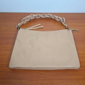 NEW HARBOUR 2ND TAN LEATHER TRIPLE COMPARTMENT SATCHEL PREPPY QUIET LUXURY BRAID